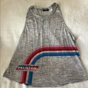Peloton Gray Tank Top with Multicolor Stripes